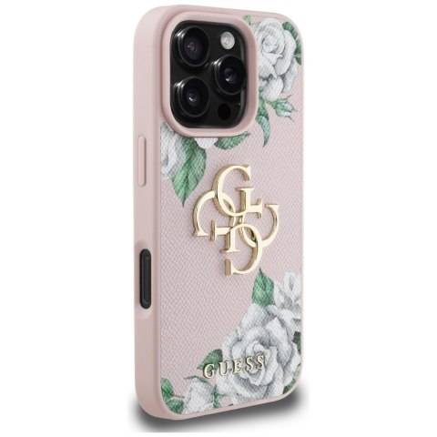 Etui Guess Grained Roses Big 4G logo do iPhone 16 Pro Max różowy