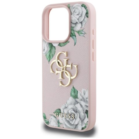 Etui Guess Grained Roses Big 4G logo do iPhone 16 Pro Max różowy