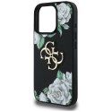 Etui Guess Grained Roses Big 4G logo do iPhone 16 Pro czarny