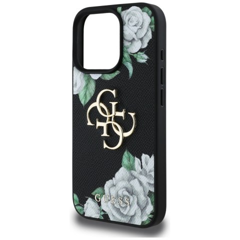 Etui Guess Grained Roses Big 4G logo do iPhone 16 Pro czarny
