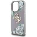 Etui Guess Grained Roses Big 4G logo do iPhone 16 Pro fioletowy