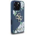 Etui Guess Grained Roses Big 4G logo do iPhone 16 Pro niebieski