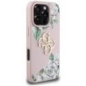 Etui Guess Grained Roses Big 4G logo do iPhone 16 Pro różowy