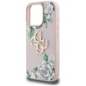 Etui Guess Grained Roses Big 4G logo do iPhone 16 Pro różowy