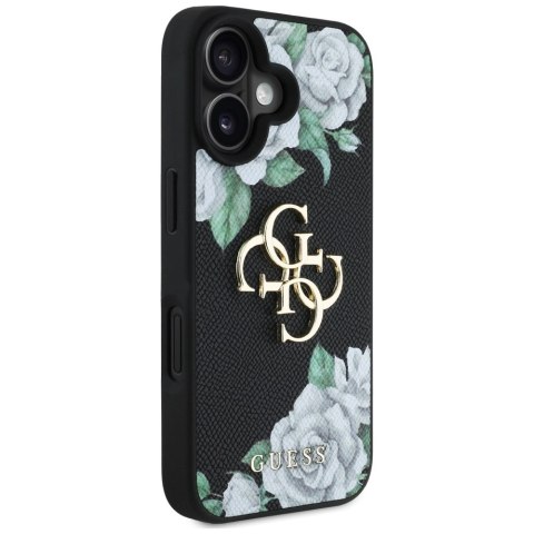 Etui Guess Grained Roses Big 4G logo do iPhone 16 czarny