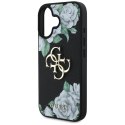 Etui Guess Grained Roses Big 4G logo do iPhone 16 czarny