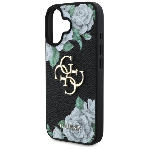 Etui Guess Grained Roses Big 4G logo do iPhone 16 czarny