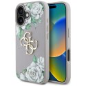 Etui Guess Grained Roses Big 4G logo do iPhone 16 fioletowy