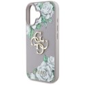 Etui Guess Grained Roses Big 4G logo do iPhone 16 fioletowy