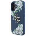 Etui Guess Grained Roses Big 4G logo do iPhone 16 niebieski