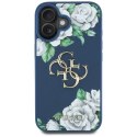Etui Guess Grained Roses Big 4G logo do iPhone 16 niebieski