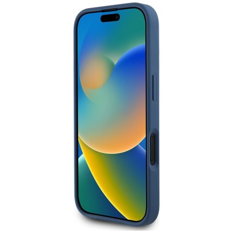 Etui Guess Grained Roses Big 4G logo do iPhone 16 niebieski