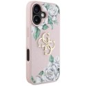 Etui Guess Grained Roses Big 4G logo do iPhone 16 różowy