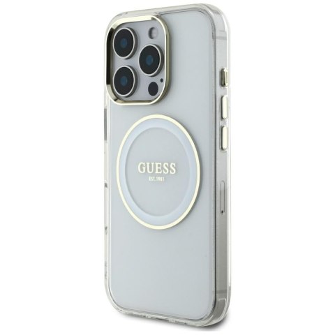 Etui Guess IML Metal Colored Circle Classic Logo MagSafe do iPhone 16 Pro Max biały