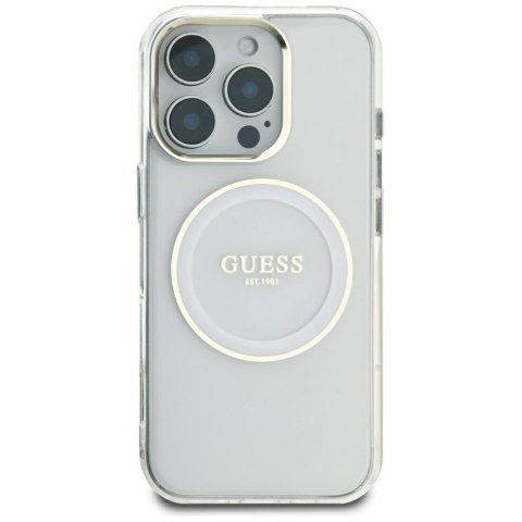 Etui Guess IML Metal Colored Circle Classic Logo MagSafe do iPhone 16 Pro Max biały