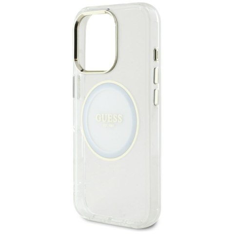 Etui Guess IML Metal Colored Circle Classic Logo MagSafe do iPhone 16 Pro Max biały