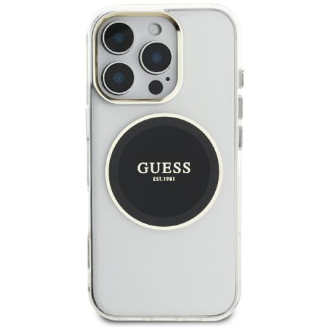 Etui Guess IML Metal Colored Circle Classic Logo MagSafe do iPhone 16 Pro Max czarny