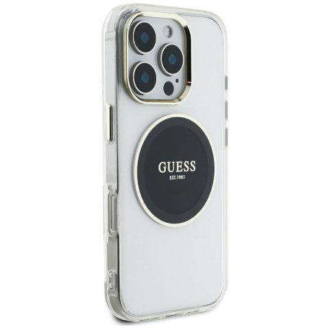 Etui Guess IML Metal Colored Circle Classic Logo MagSafe do iPhone 16 Pro Max czarny