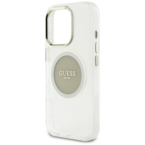 Etui Guess IML Metal Colored Circle Classic Logo MagSafe do iPhone 16 Pro Max szary