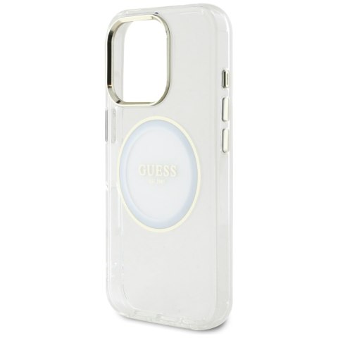 Etui Guess IML Metal Colored Circle Classic Logo MagSafe do iPhone 16 Pro biały