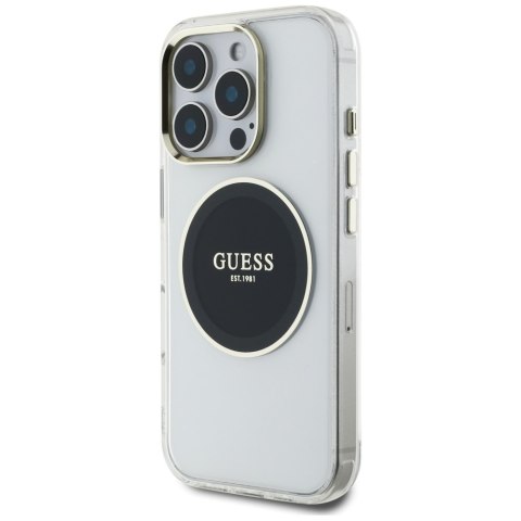 Etui Guess IML Metal Colored Circle Classic Logo MagSafe do iPhone 16 Pro czarny