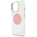 Etui Guess IML Metal Colored Circle Classic Logo MagSafe do iPhone 16 Pro różowy