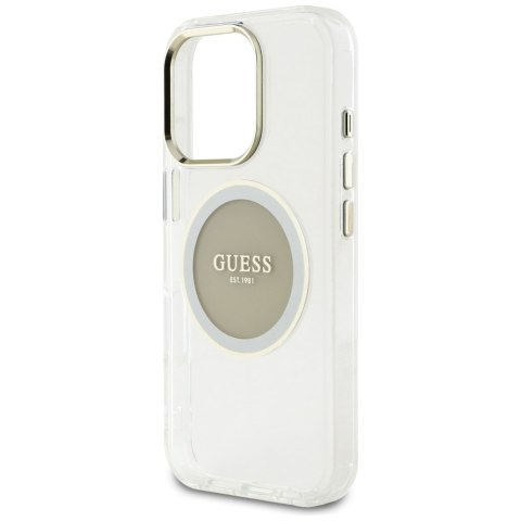 Etui Guess IML Metal Colored Circle Classic Logo MagSafe do iPhone 16 Pro szary