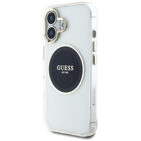 Etui Guess IML Metal Colored Circle Classic Logo MagSafe do iPhone 16 czarny
