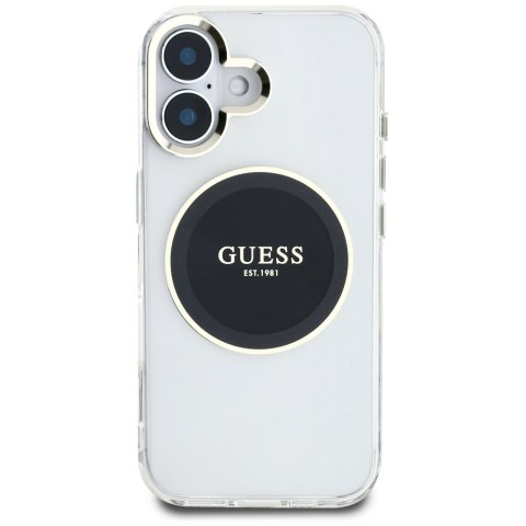 Etui Guess IML Metal Colored Circle Classic Logo MagSafe do iPhone 16 czarny