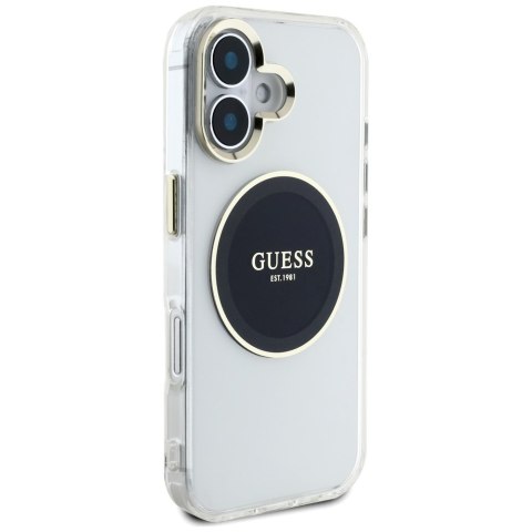 Etui Guess IML Metal Colored Circle Classic Logo MagSafe do iPhone 16 czarny