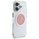 Etui Guess IML Metal Colored Circle Classic Logo MagSafe do iPhone 16 różowy