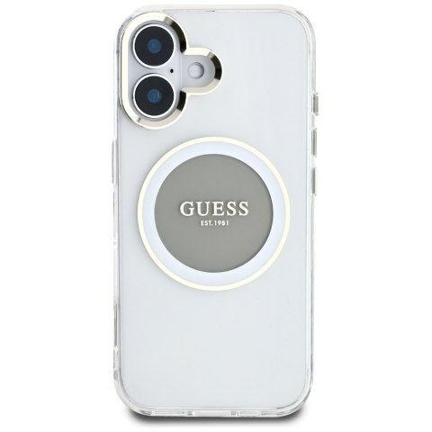 Etui Guess IML Metal Colored Circle Classic Logo MagSafe do iPhone 16 szary