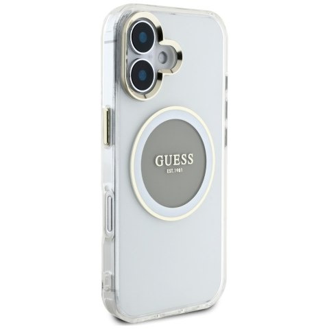 Etui Guess IML Metal Colored Circle Classic Logo MagSafe do iPhone 16 szary