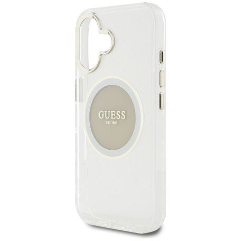 Etui Guess IML Metal Colored Circle Classic Logo MagSafe do iPhone 16 szary