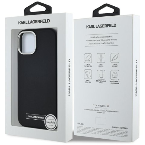 Etui Karl Lagerfeld FW Metal Plate MagSafe do iPhone 15 czarny