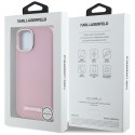 Etui Karl Lagerfeld FW Metal Plate MagSafe do iPhone 15 różowy