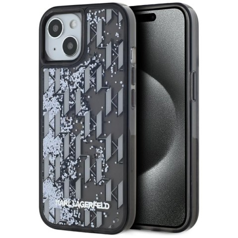 Etui Karl Lagerfeld Liquide Glitter Monogram Gradient do iPhone 15 czarny