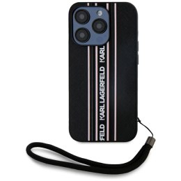 Etui Karl Lagerfeld Saffiano Athleisure Stripes Cord do iPhone 15 Pro Max różowy