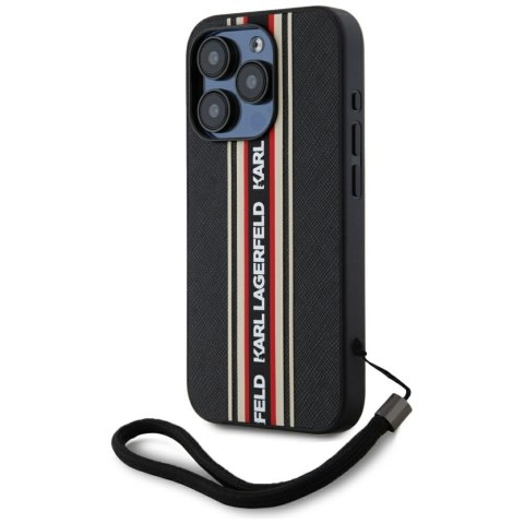 Etui Karl Lagerfeld Saffiano Athleisure Stripes Cord do iPhone 15 Pro czerwony