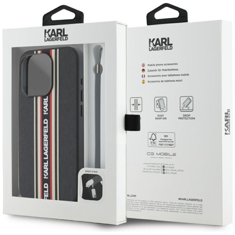 Etui Karl Lagerfeld Saffiano Athleisure Stripes Cord do iPhone 15 Pro czerwony