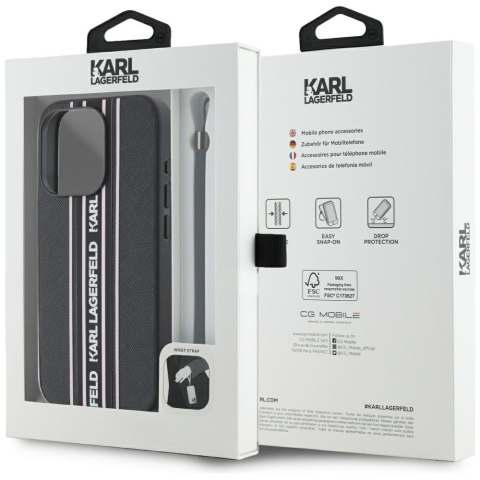 Etui Karl Lagerfeld Saffiano Athleisure Stripes Cord do iPhone 15 Pro różowy