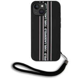 Etui Karl Lagerfeld Saffiano Athleisure Stripes Cord do iPhone 15 różowy