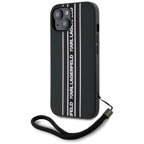 Etui Karl Lagerfeld Saffiano Athleisure Stripes Cord do iPhone 15 różowy
