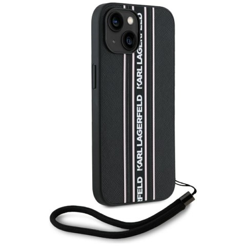 Etui Karl Lagerfeld Saffiano Athleisure Stripes Cord do iPhone 15 różowy