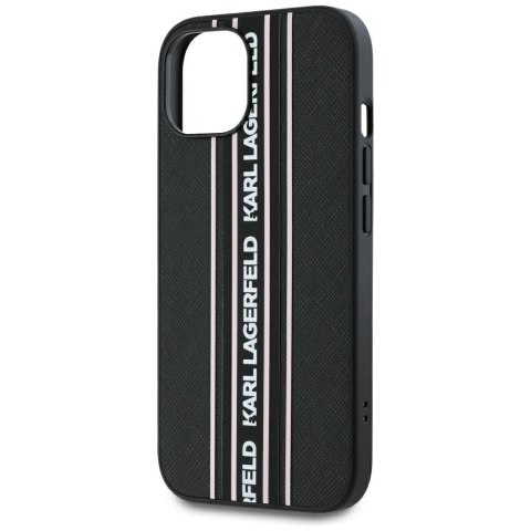 Etui Karl Lagerfeld Saffiano Athleisure Stripes Cord do iPhone 15 różowy