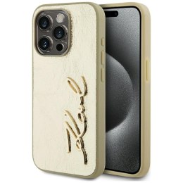 Etui Karl Lagerfeld Wrinkled Metal Signature do iPhone 15 Pro złoty