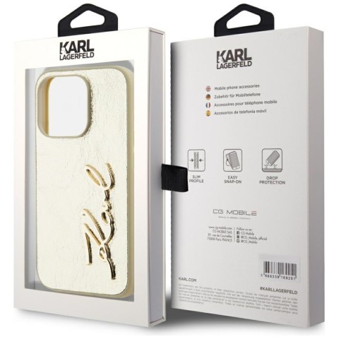 Etui Karl Lagerfeld Wrinkled Metal Signature do iPhone 15 Pro złoty