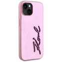 Etui Karl Lagerfeld Wrinkled Metal Signature do iPhone 15 różowy