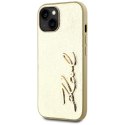 Etui Karl Lagerfeld Wrinkled Metal Signature do iPhone 15 złoty