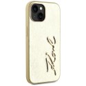 Etui Karl Lagerfeld Wrinkled Metal Signature do iPhone 15 złoty